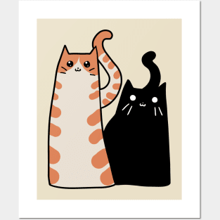 Tabby Cat and Black Cat Posters and Art